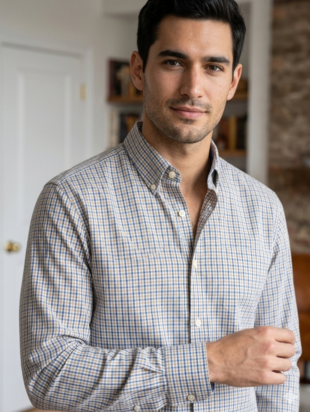 THOMAS PINK MEN’S PLAID BUTTON DOWN SHIRT SIZE 16.5 42CM 100% COTTON SMART CASUA